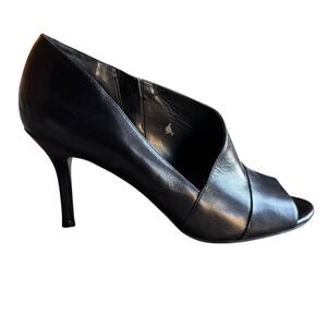 Nine West Womens Black Leather Open Toe Heel Booties Size 8M Minimalist Capsule